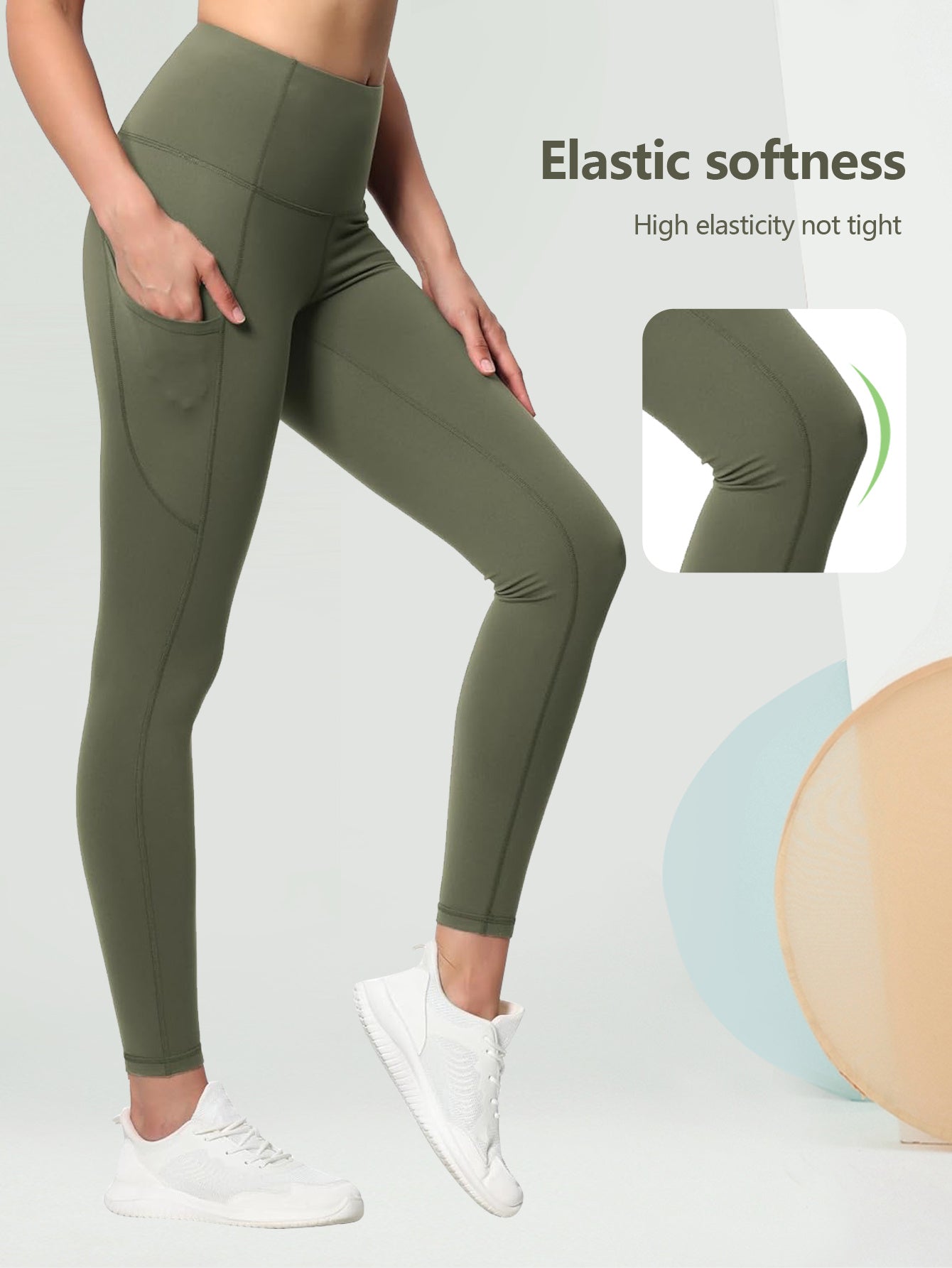"High-Waisted Women's Leggings with Pockets - Tummy Control, Workout, Running, Yoga, Lightweight Fitness Pants"