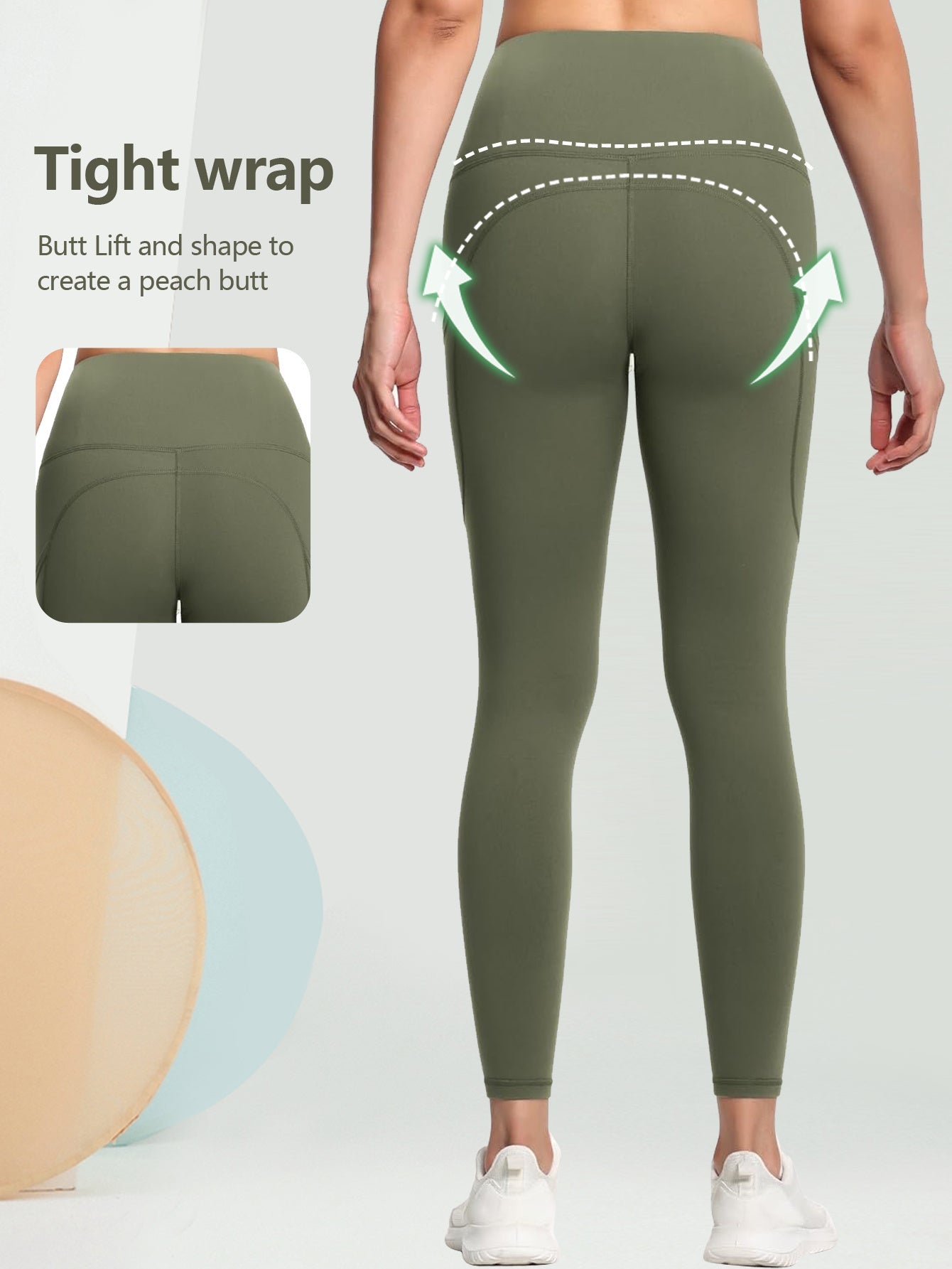 "High-Waisted Women's Leggings with Pockets - Tummy Control, Workout, Running, Yoga, Lightweight Fitness Pants"