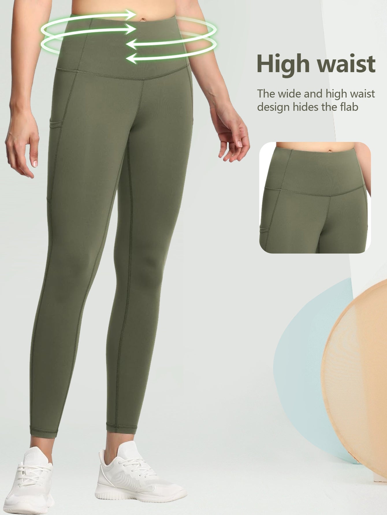 "High-Waisted Women's Leggings with Pockets - Tummy Control, Workout, Running, Yoga, Lightweight Fitness Pants"